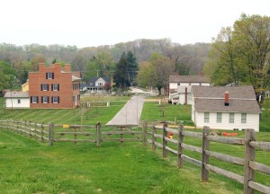 Kirtland Village with reconstructed John Johnson Inn at the left. Photo (2006) by Kenneth Mays.