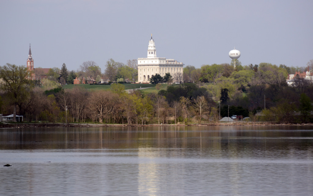 The Nauvoo Temple as seen from Montrose, Iowa. Photo by Kenneth Mays.