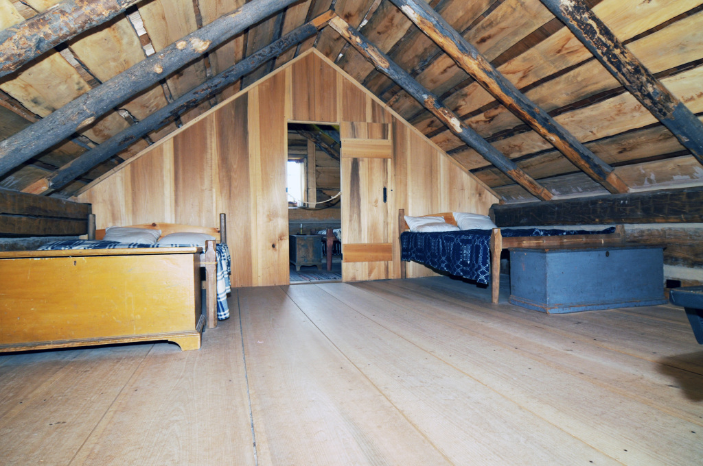 The upper level or garret of the Smith Palmyra log home. Photo by Kenneth Mays.