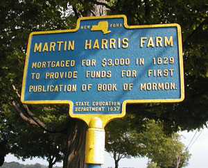 The marker at the Martin Harris Farm Photo courtesy of Alexander L. Baugh