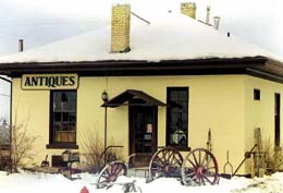 Old railroad depot in Richmond now offers antiques.
