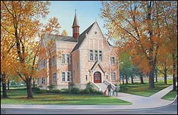 Architect's rendering of the restored Oneida Stake Academy building.