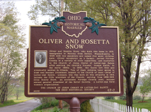 Sign noting the birth home of Lorenzo Snow.