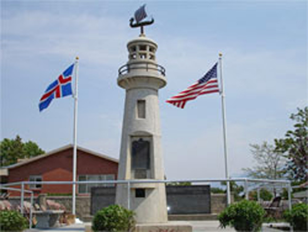 The Icelandic Memorial, Spanish Fork, Utah was dedicated on June 25, 2005. A similar monument was constructed in Iceland on the Westmann Island in 2000. (Photo Courtesy: Derek J. Tangren. )