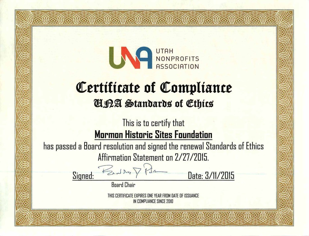 UNA Certificate of Compliance
