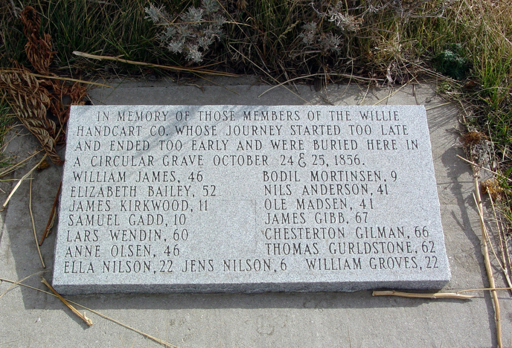 Commemorative plaque listing those of the Willie Company who were buried in the mass grave at Rock Creek. Photo by Kenneth Mays.