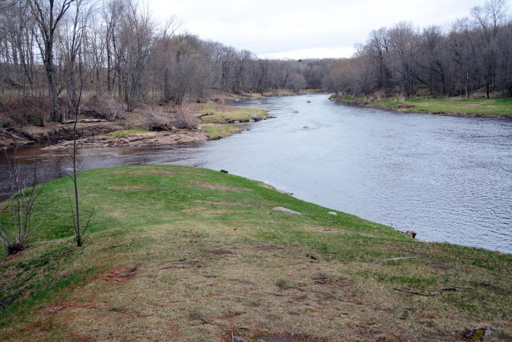 Confluence of Cunningham Creek (left) and the Black River at Neillsville, Wisconsin.