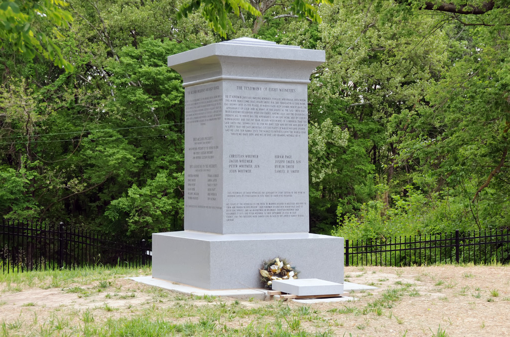 Monument to the Eight Witnesses of the Book of Mormon, Liberty, Missouri. Photo by Kenneth Mays.