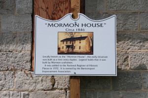 Sign interpreting the Mormon House at Bentonsport, IA. Photo by Kenneth Mays.