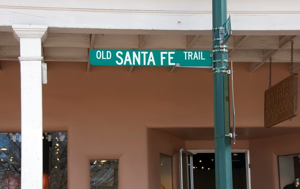 A sign notes the original route of the Santa Fe Trail. Photo by Kenneth Mays.