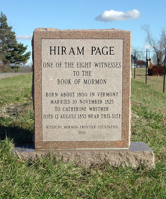 Hiram Page gravesite, Excelsior Springs, Missouri. Photo by Kenneth Mays.