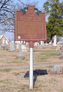 Interpretive marker at the Wyandott Mission Church, Upper Sandusky, Ohio. Photo (2009) by Kenneth Mays.