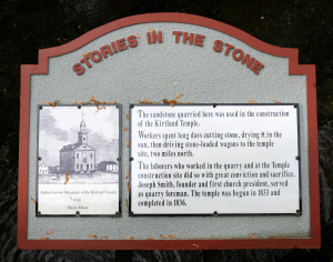 Interpretive sign at the Stannard stone quarry. Photo by Kenneth Mays.