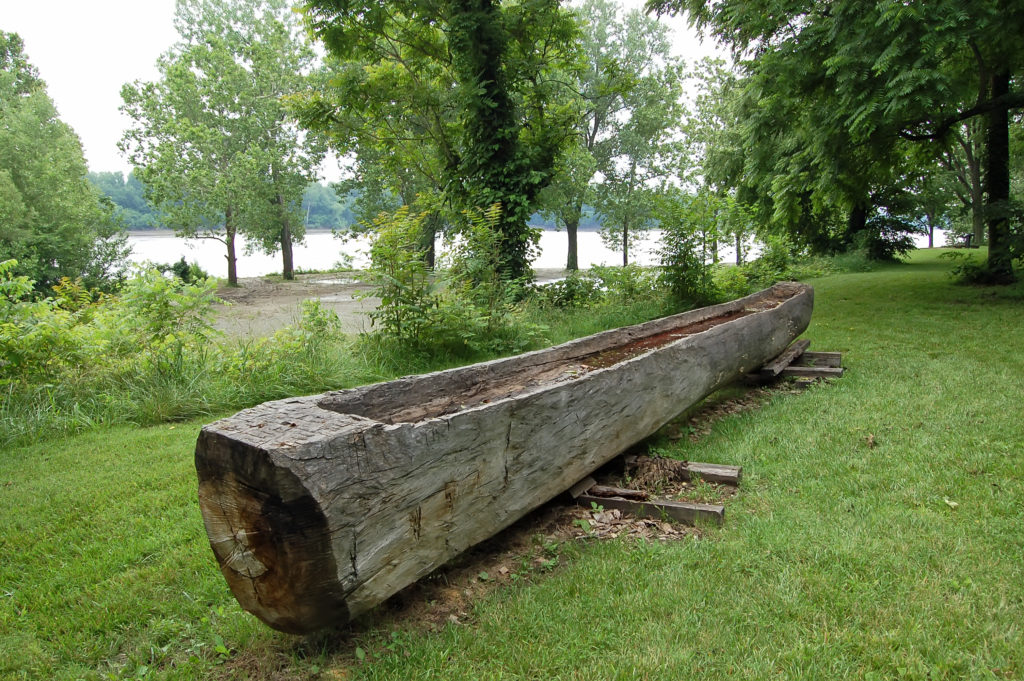 Dugout canoe at Fort Osage. Photo by Kenneth Mays.