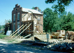 The Brigham Young Nauvoo home during restoration. Photo (1968) by Raleigh Davis.