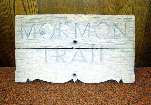 Trail sign at the Prairie Trails Museum of Wayne County, Iowa. Photo by Kenneth Mays.