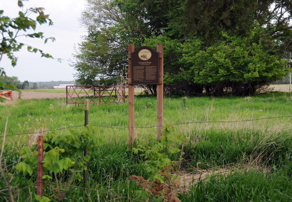 Historical marker identifying Council Point. Photo by Kenneth Mays.